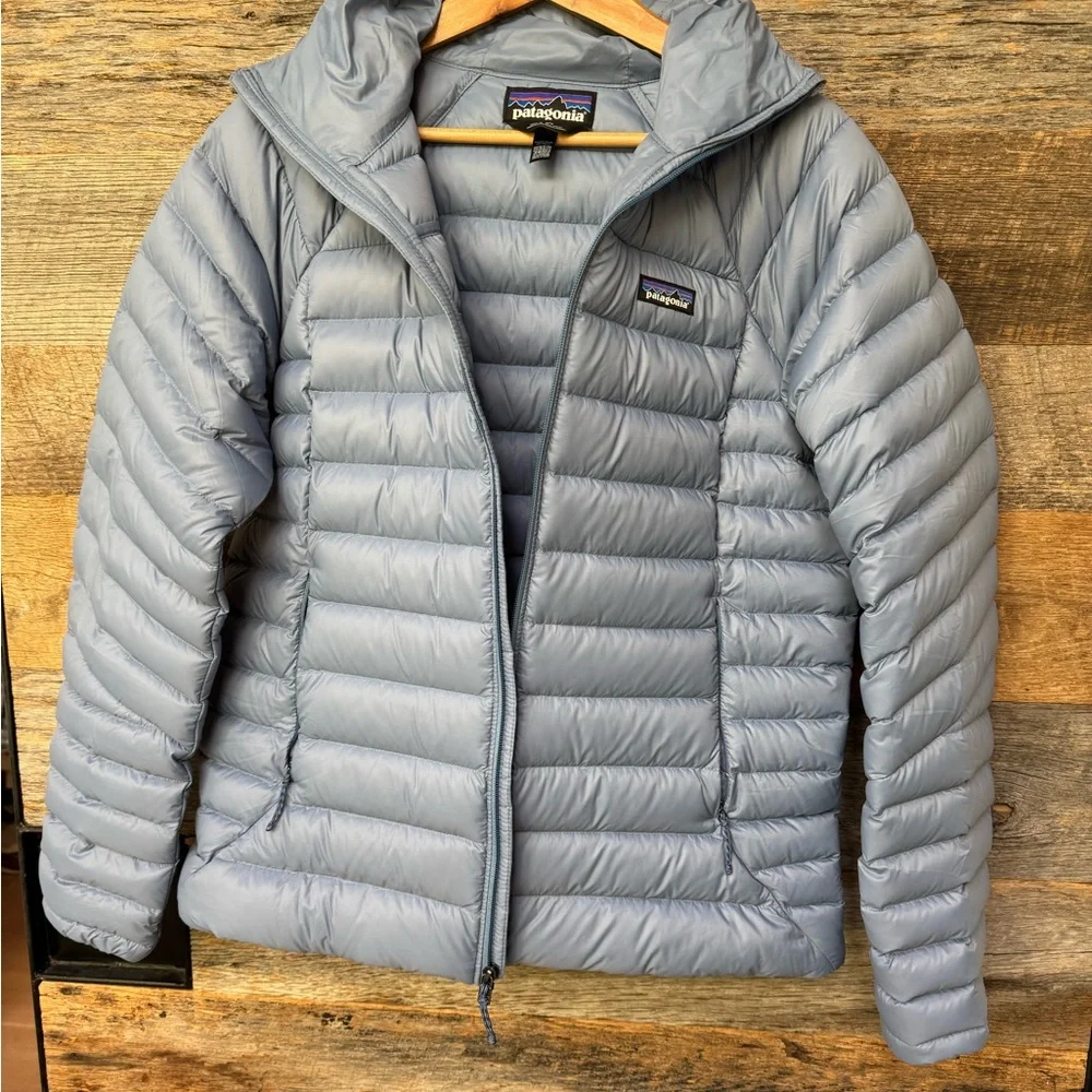 Patagonia Women's Barnacle Blue Down Sweater Hoodie Large - Picture 2 of 4